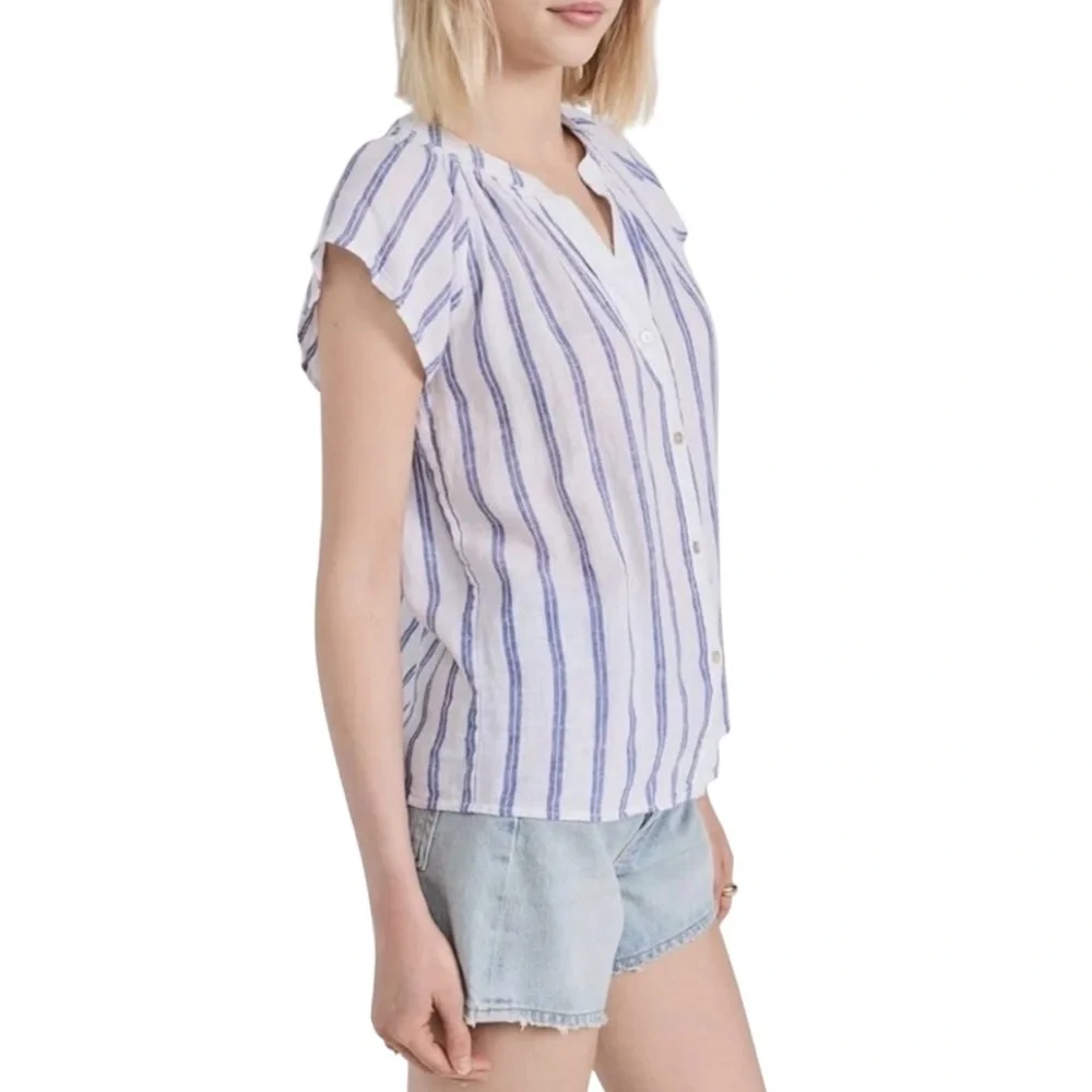 Rails Alena Linen Blouse in Villa Stripe button down size M excellent condition - Picture 2 of 14